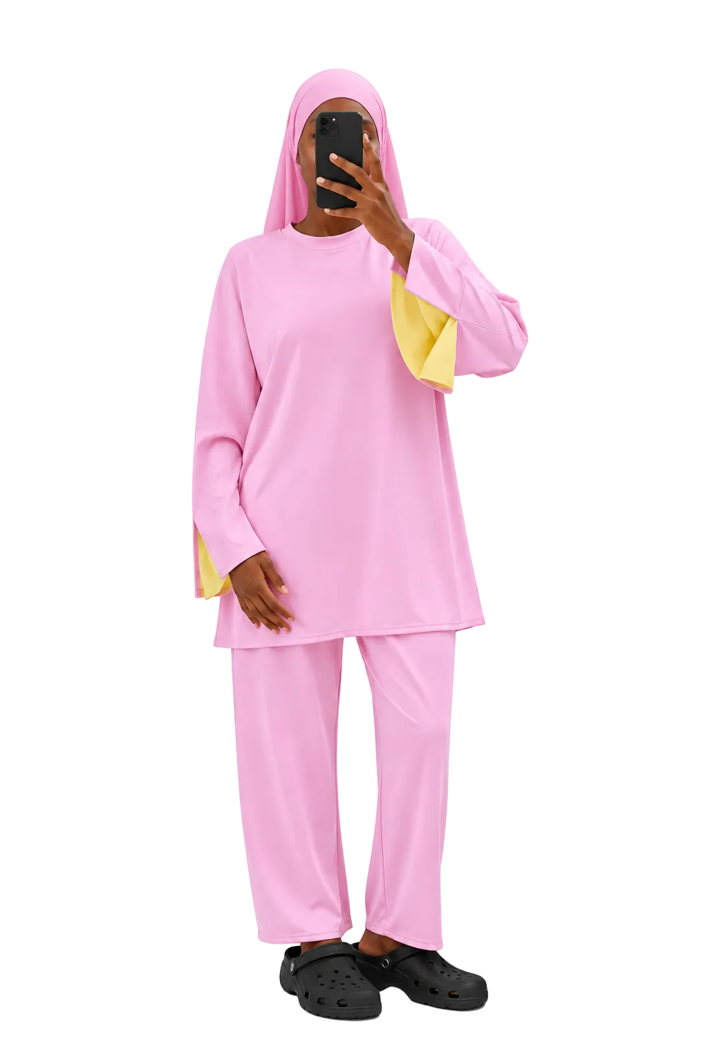 Burkini Amara 3 pièces bicolore rose/jaune