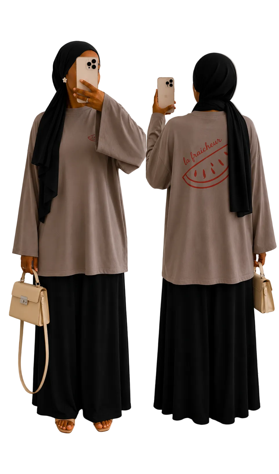 Teeshirt Pastèque oversize 🍉 coton taupe