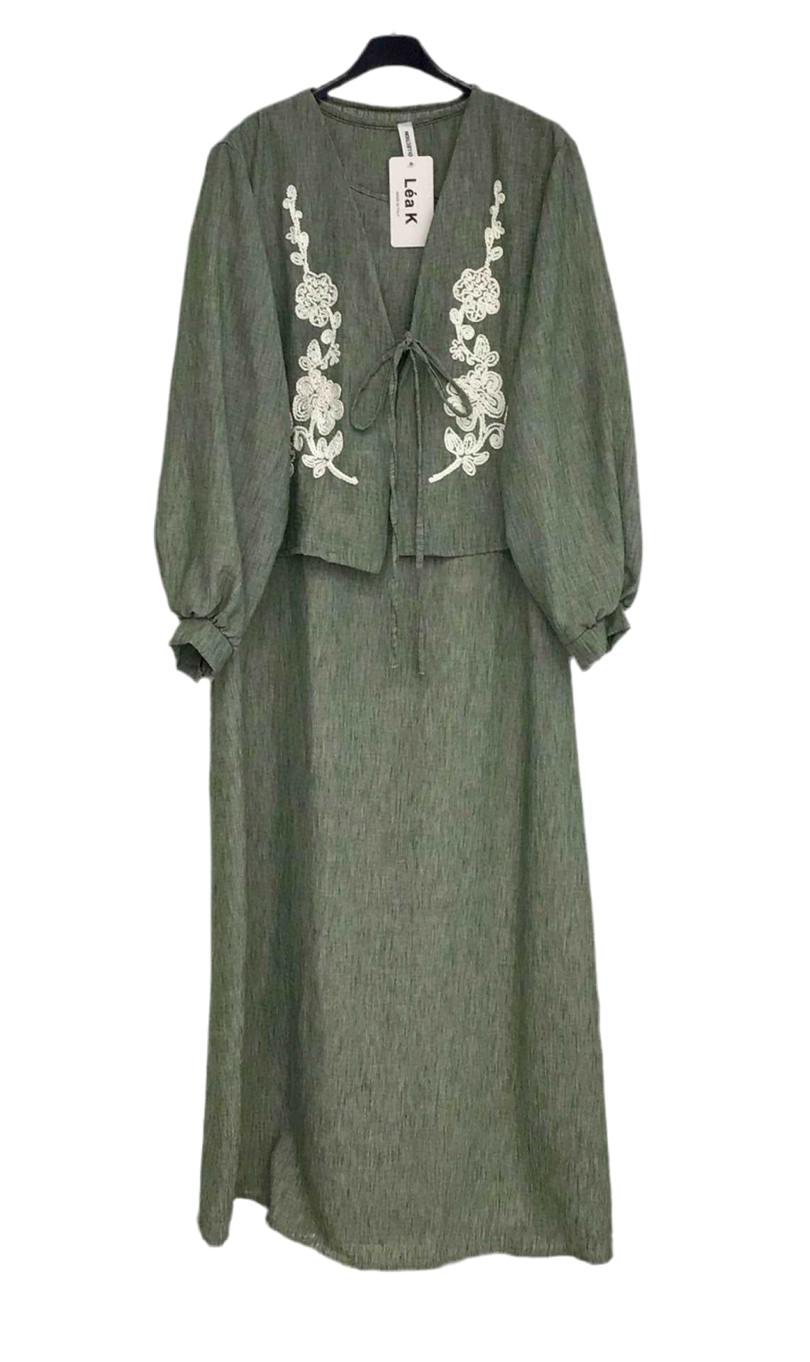 Ensemble deux pièces en lin motif Keyla kaki 💚