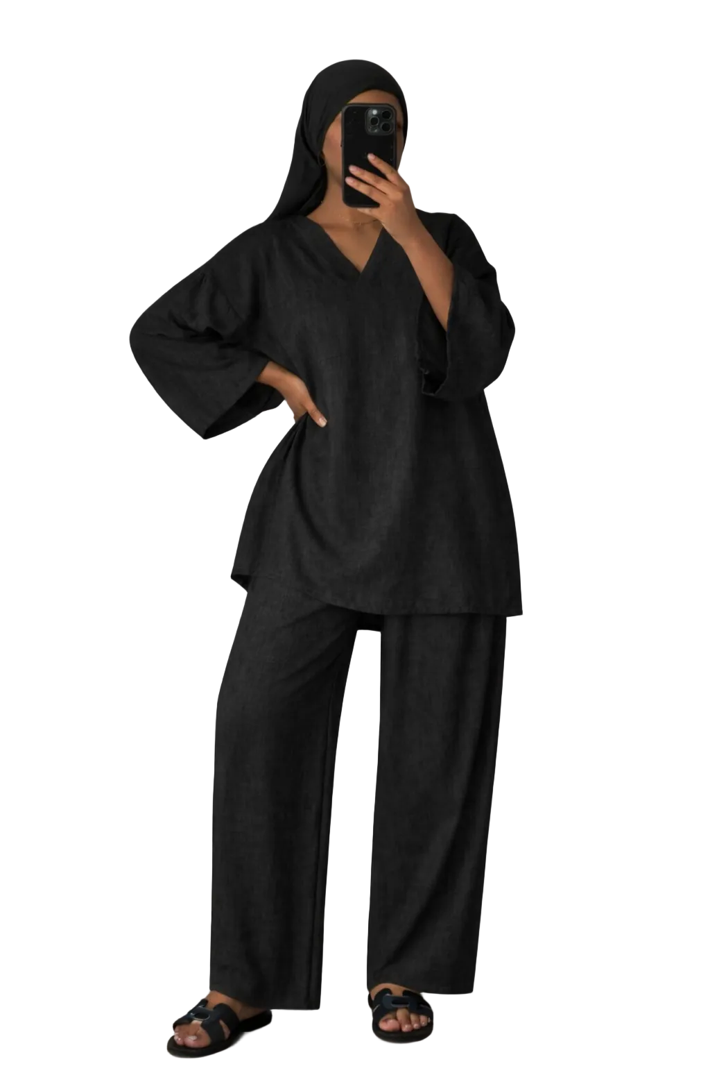 Ensemble pantalon effet lin
