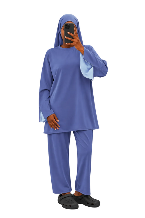 Burkini Amara 3 pièces bicolore bleu foncé / bleu ciel