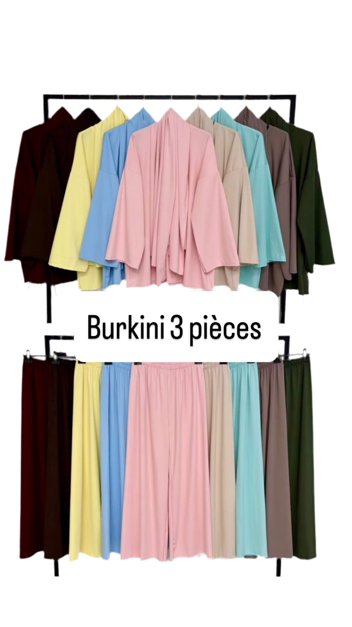 Burkini 3 pièces + couleurs