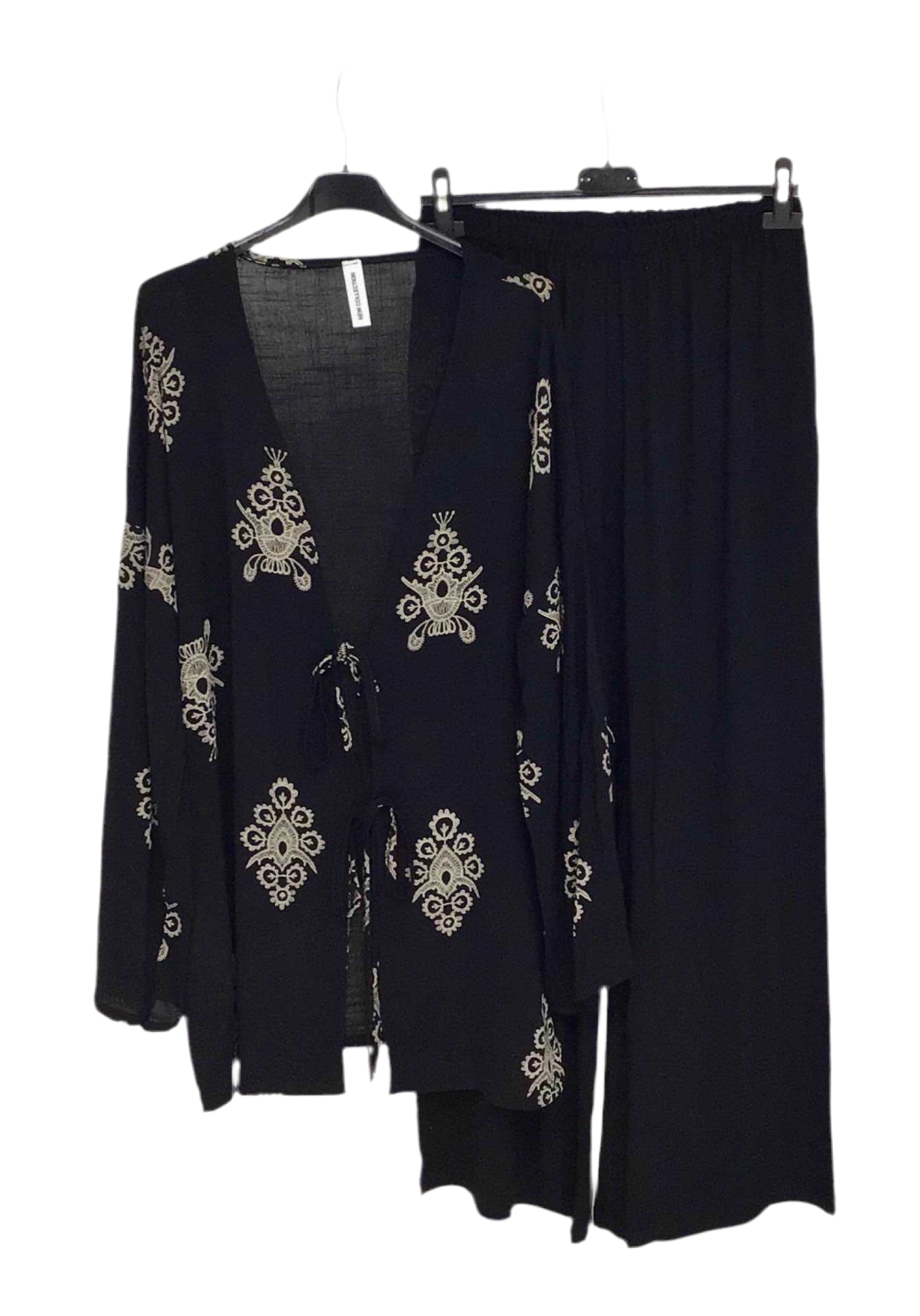 Ensemble Tunique & Pantalon à Motifs Brodés noir 🖤