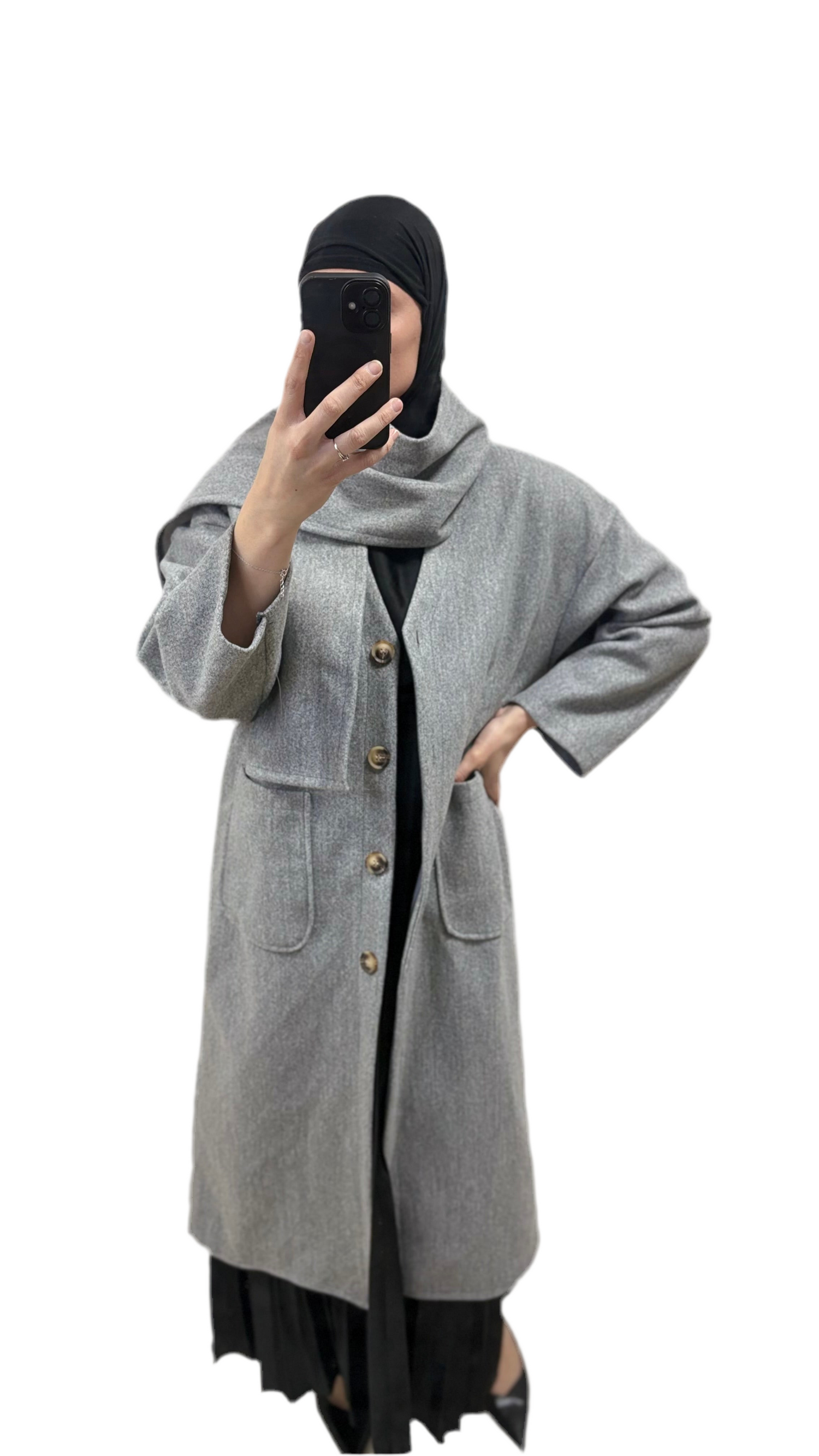 NEW : Manteau long avec écharpe 🩶
