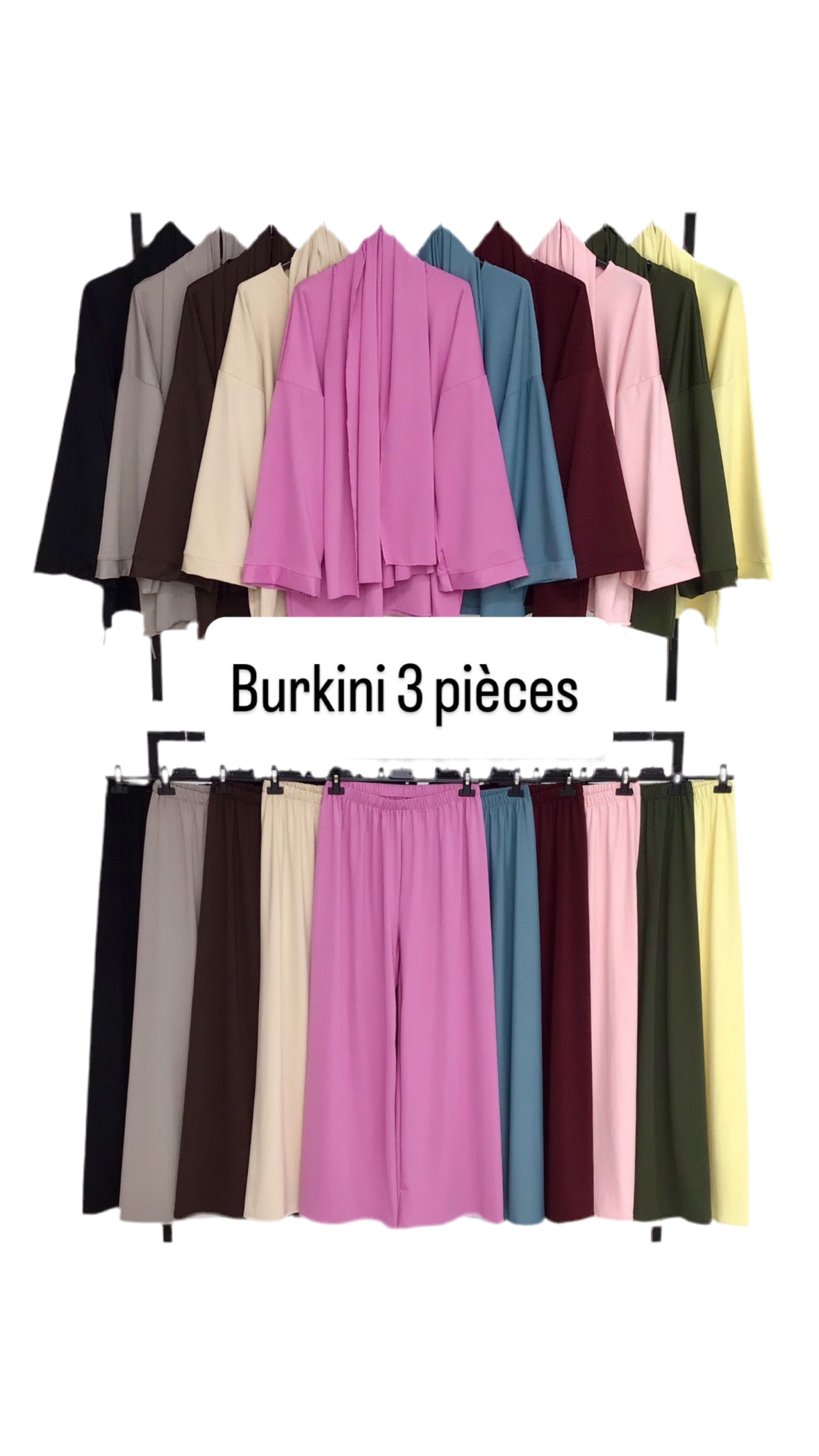 Burkini 3 pièces + couleurs