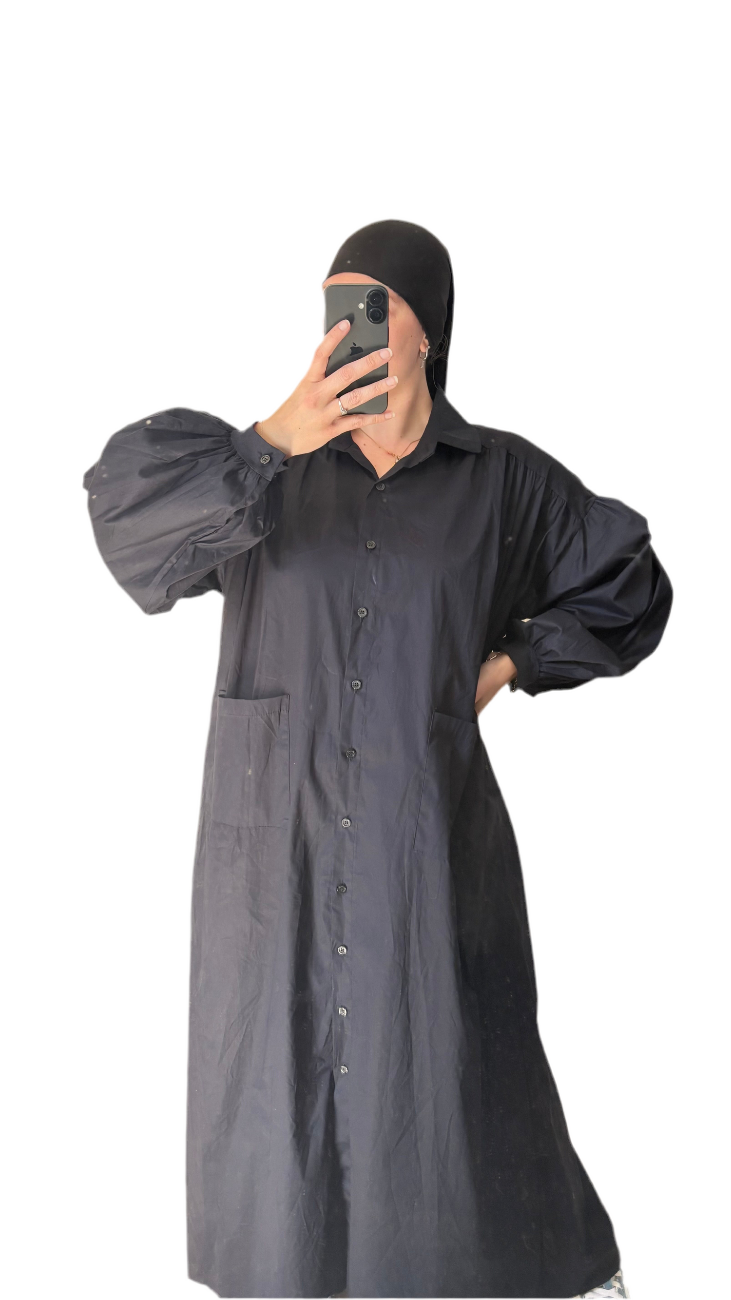 Robe Chemise poche Oversize — coton marine 💙