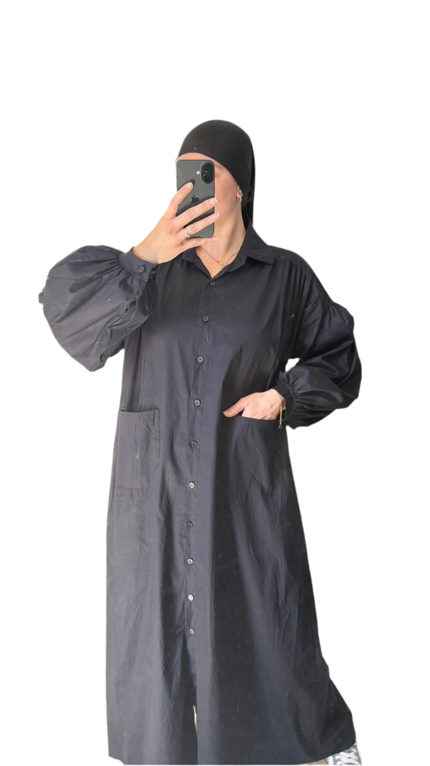 Robe Chemise poche Oversize — coton marine 💙