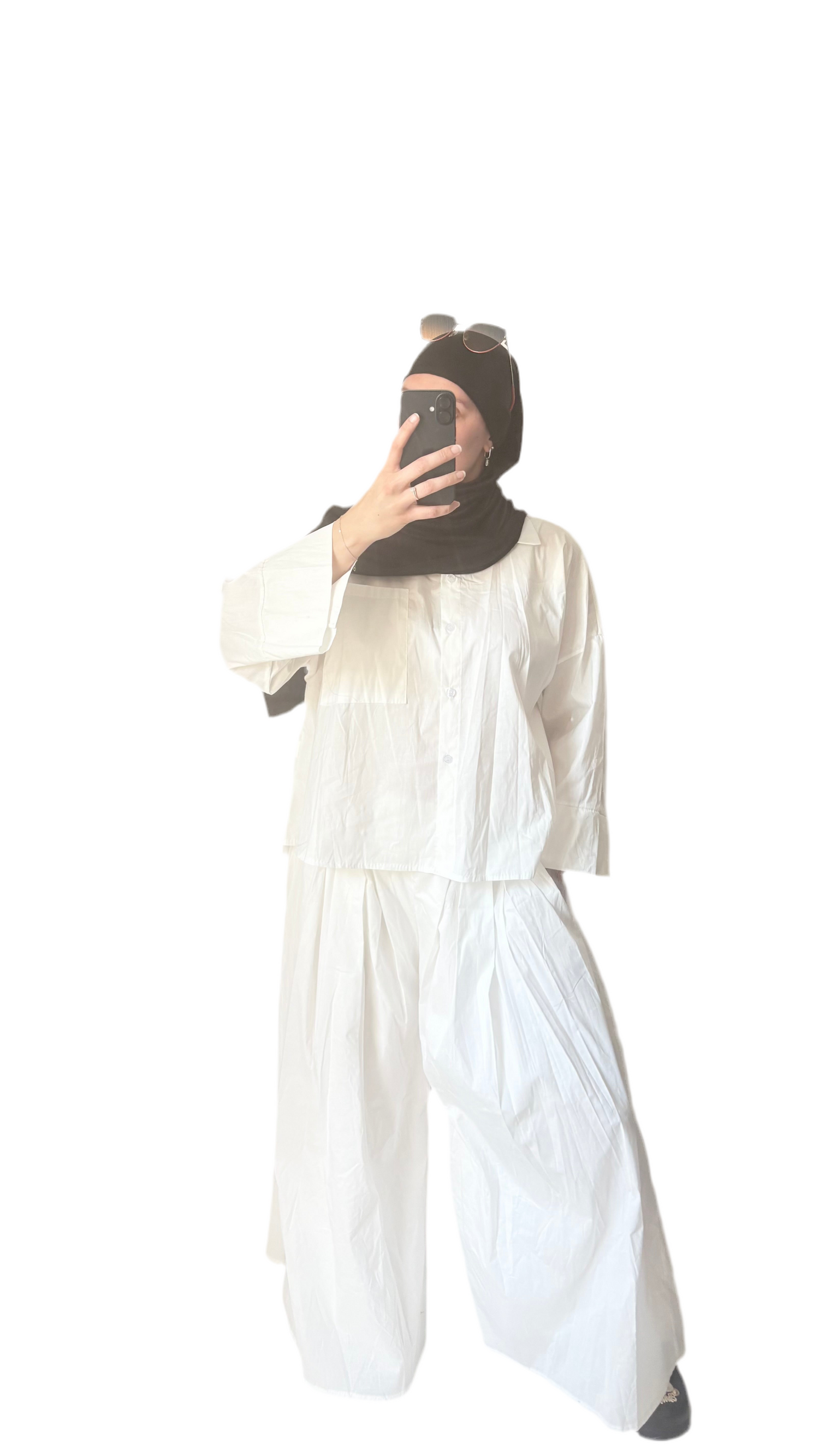 Ensemble pantalon large coton— blanc 🤍