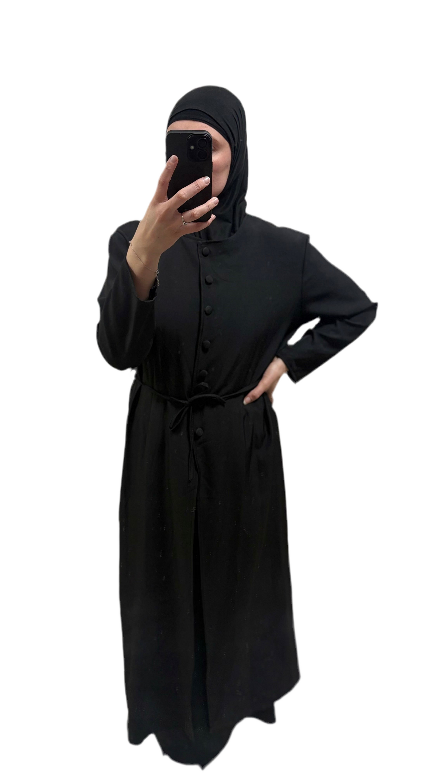 Ensemble Long Modeste Noir – Jupe & Haut Boutonné 🖤