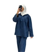 NEW : Top en Jean Femme Coupe Oversize – Bleu Denim 💙