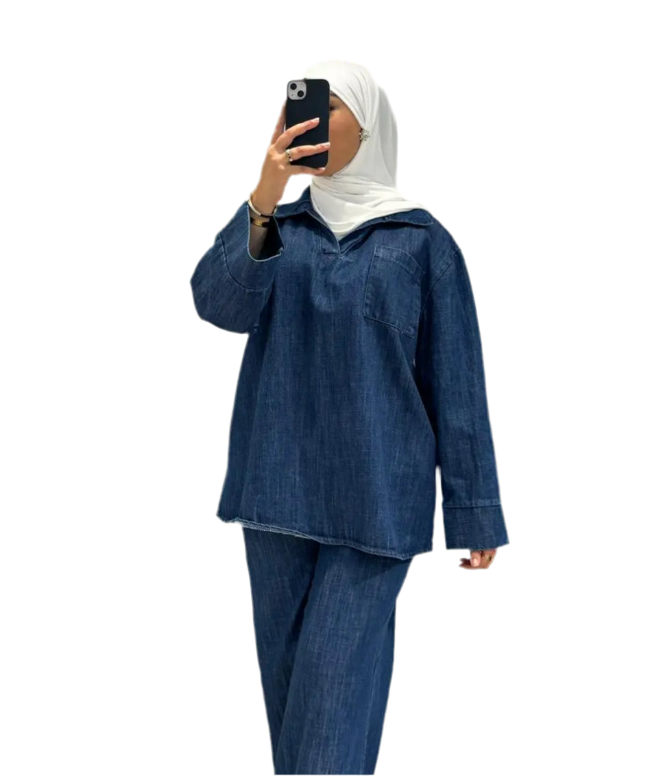 NEW : Top en Jean Femme Coupe Oversize – Bleu Denim 💙