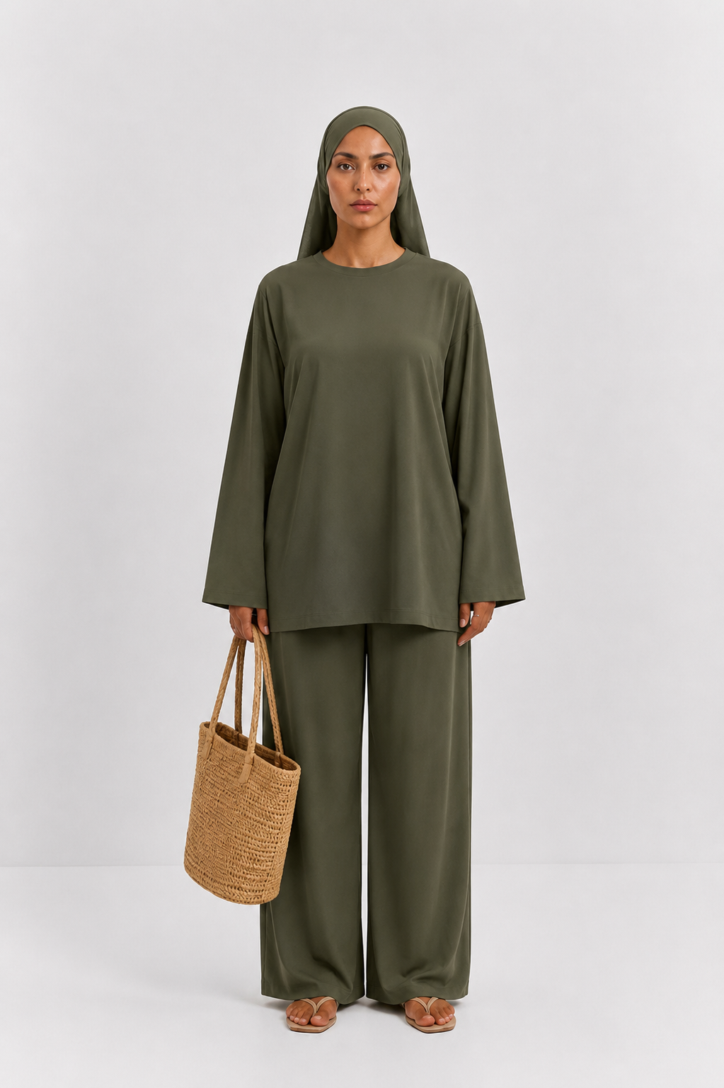 Burkini Yamina kaki 3 pièces