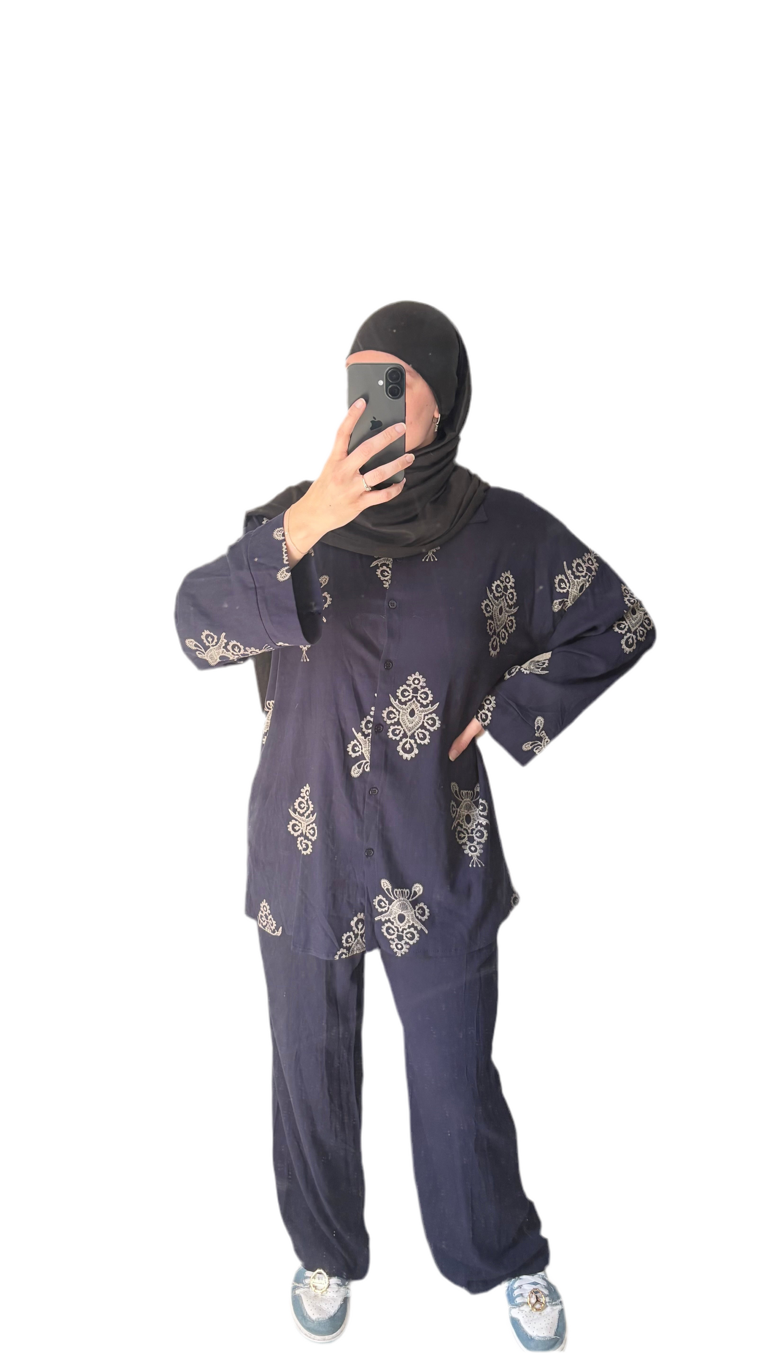 Ensemble chemise & Pantalon marine à Motifs 💙