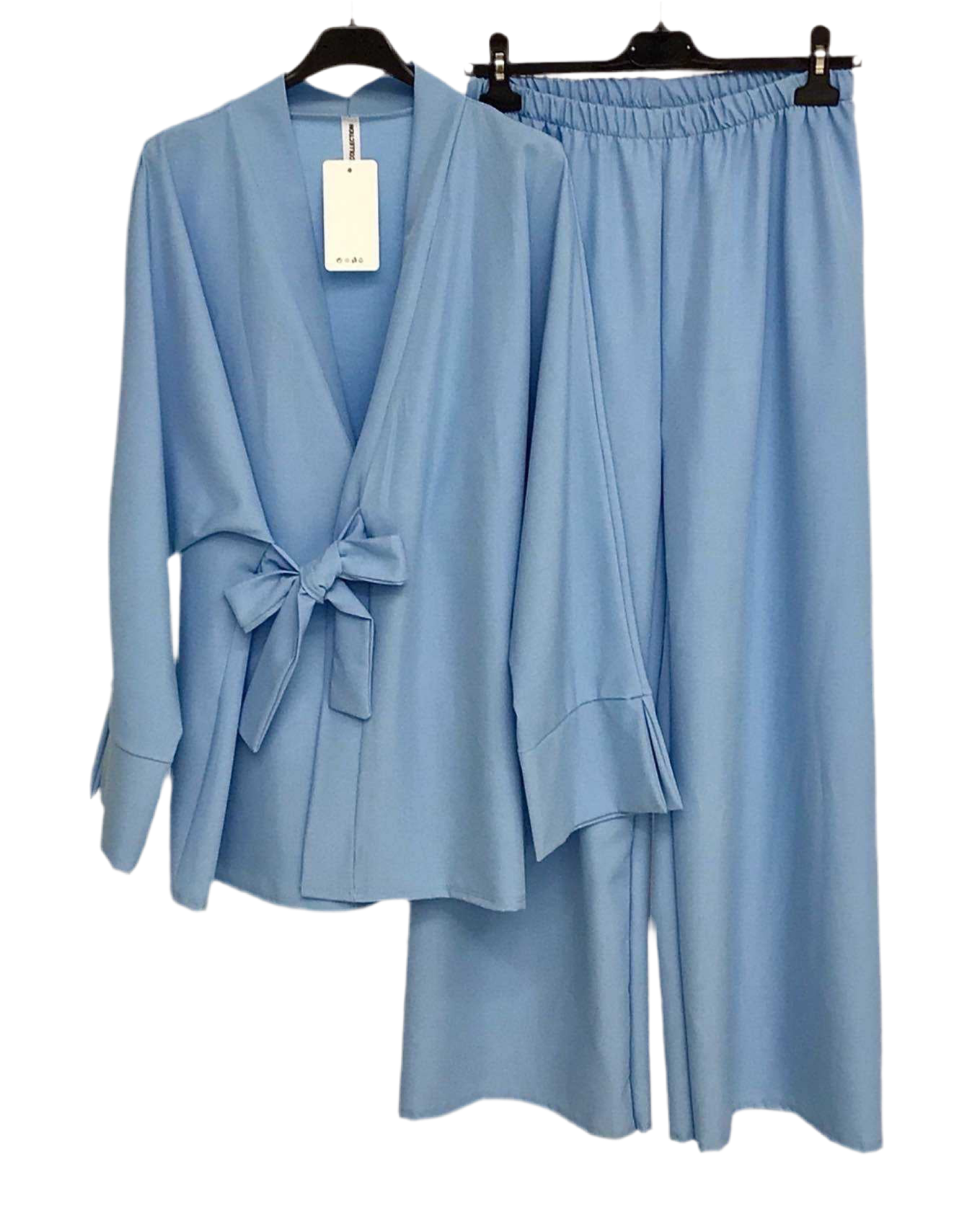 Ensemble kimono pantalon noeud bleu ciel 🩵