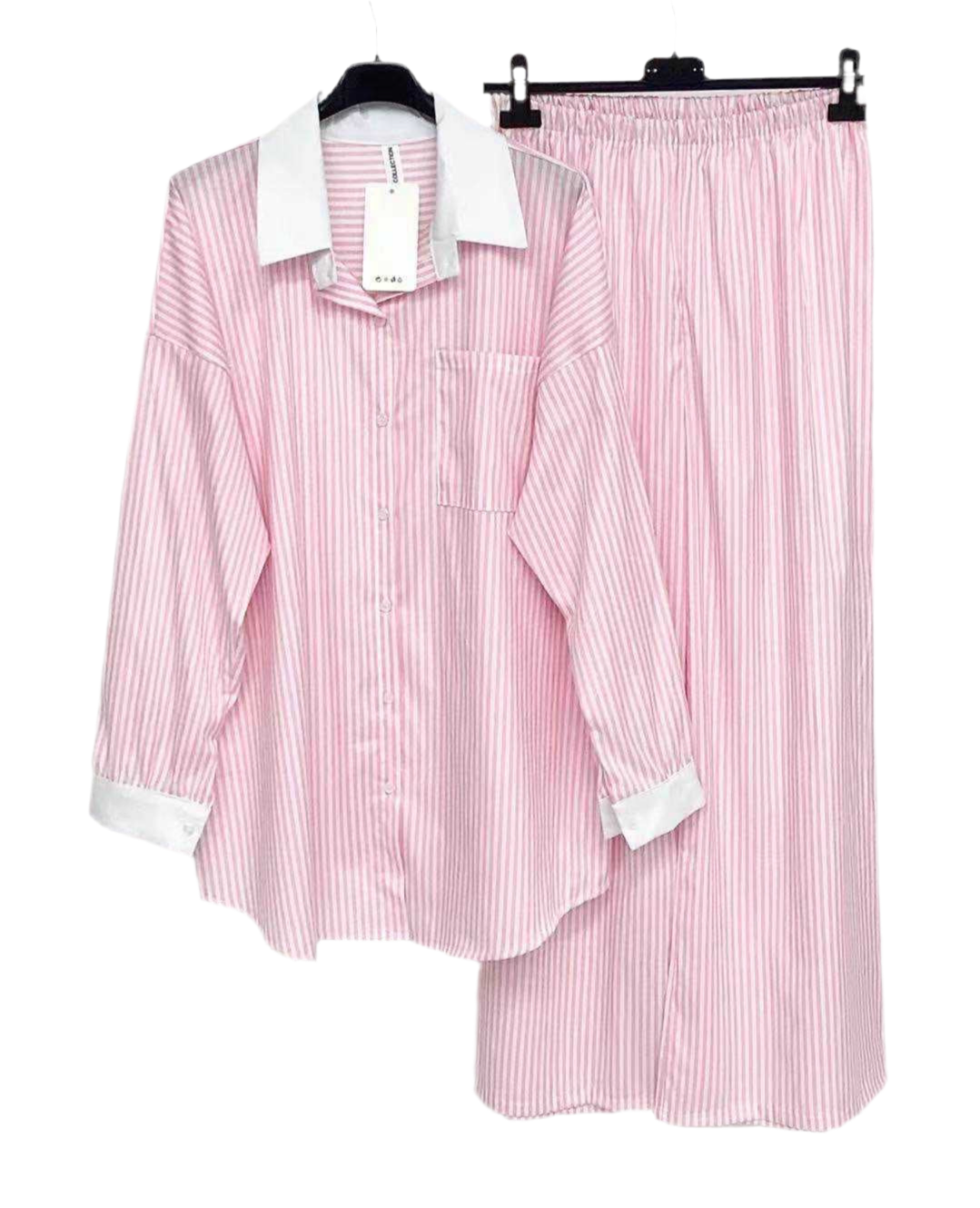 Ensemble rayé — Blanc & Rose 🩷
