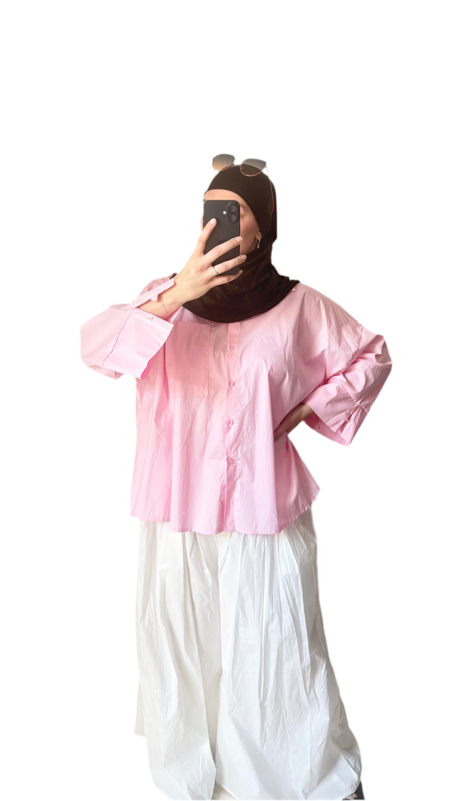 Chemise longue fluide - Rose 🩷