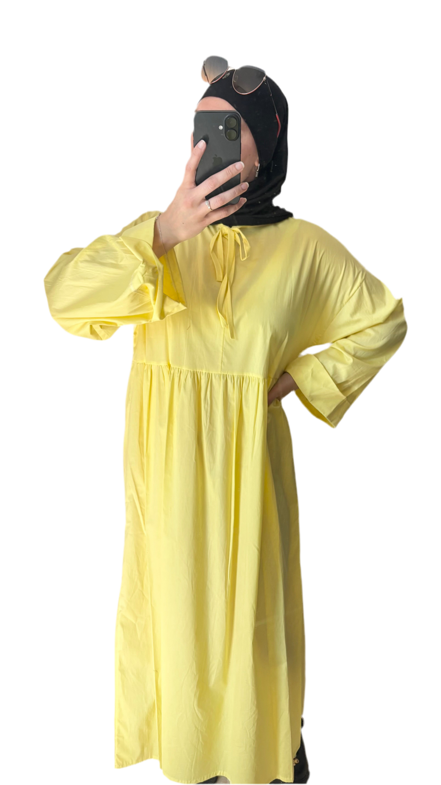 Robe Coton à Nœud — jaune 💛