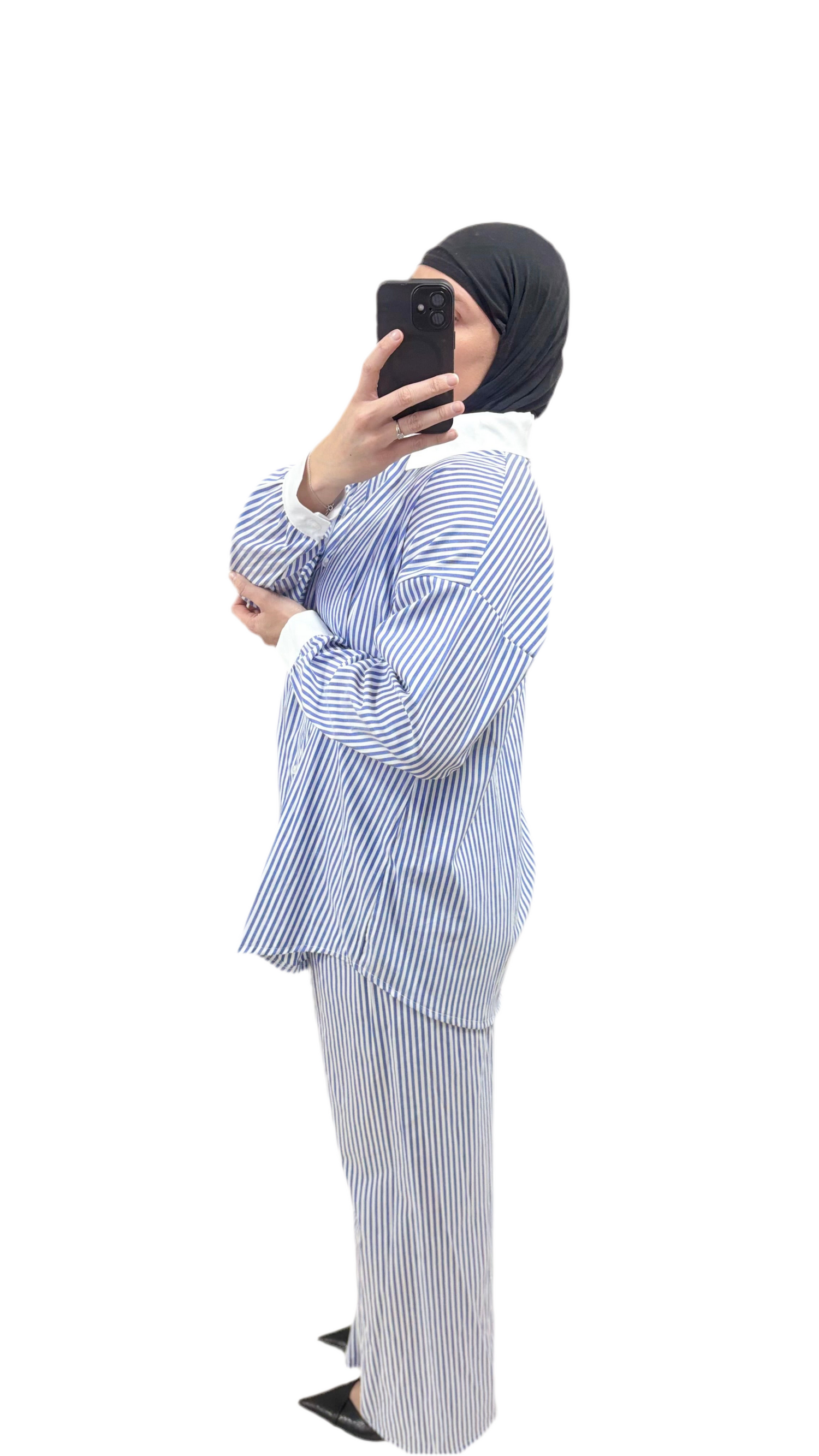 Ensemble rayé — Blanc & Bleu 💙