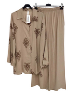 Ensemble Tunique & Pantalon à Motifs Brodés taupe 🤎