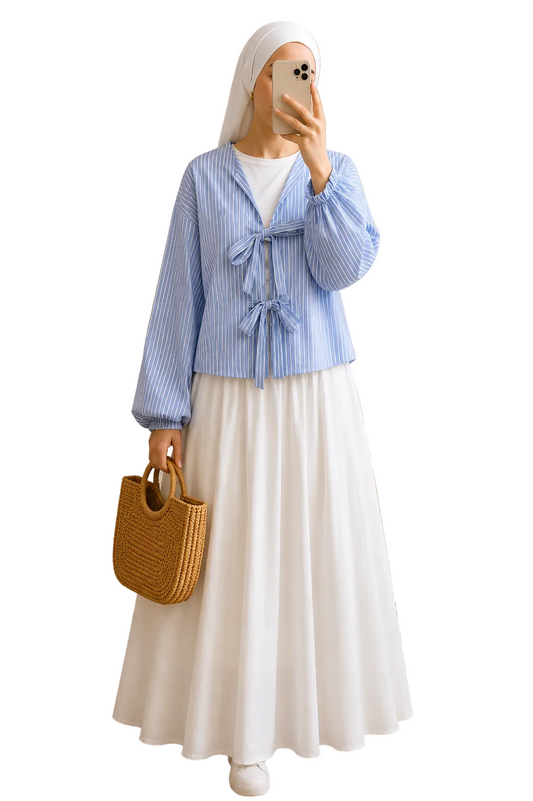 Cardigan rayure noeud
