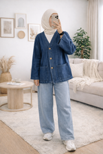 Veste en Jean Femme Coupe Oversize – Bleu Denim