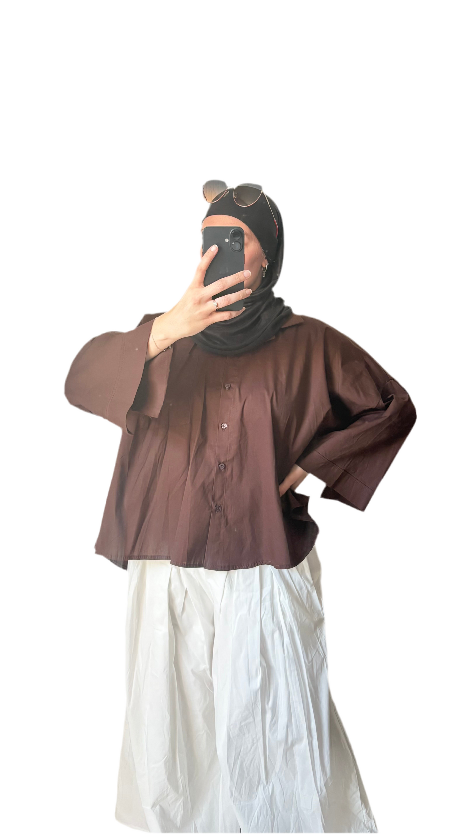 Chemise longue fluide - marron 🤎
