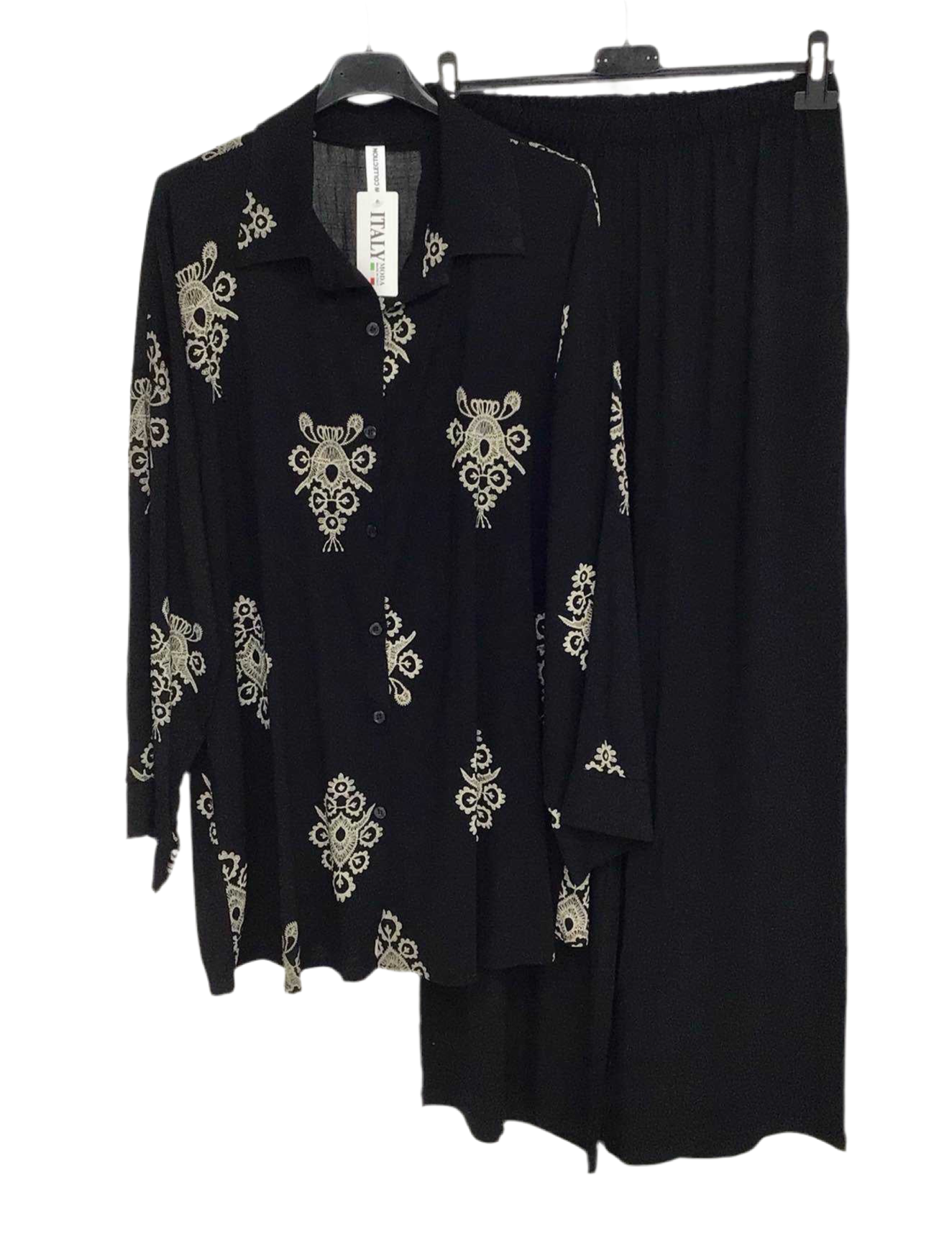 Ensemble Tunique & Pantalon noir à Motifs Brodés 🖤