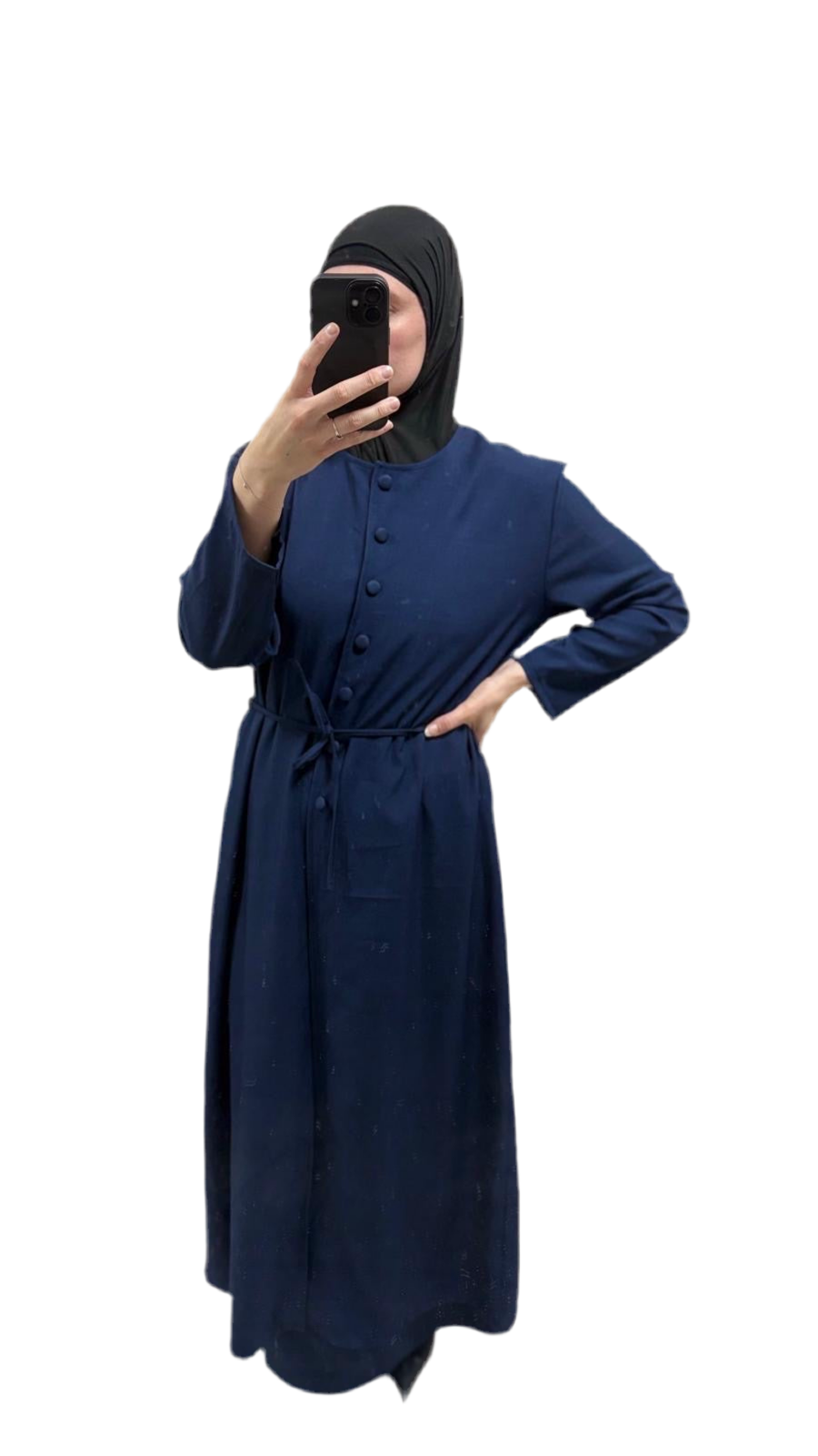 Ensemble Long Modeste Marine – Jupe & Haut Boutonné 💙
