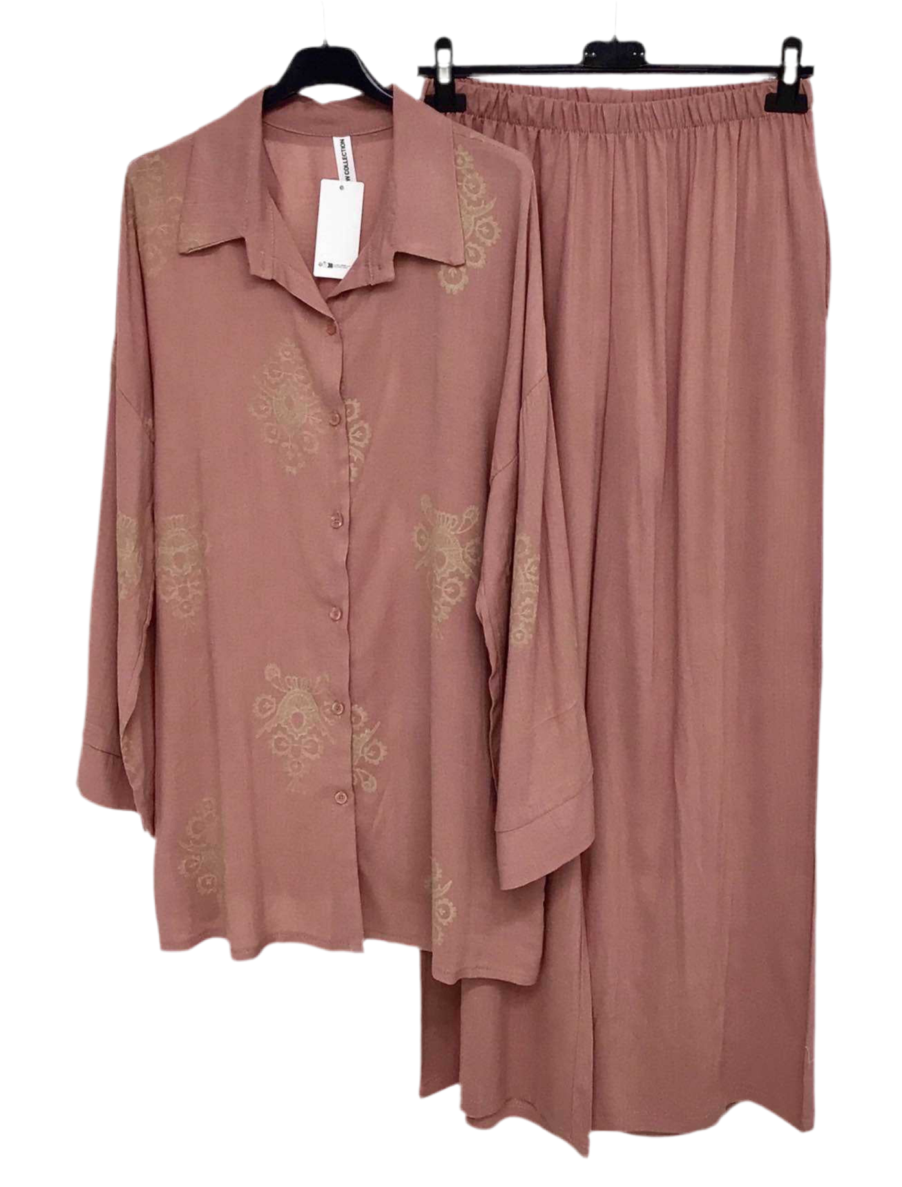 Ensemble Tunique & Pantalon à Motifs Brodés rose🩷