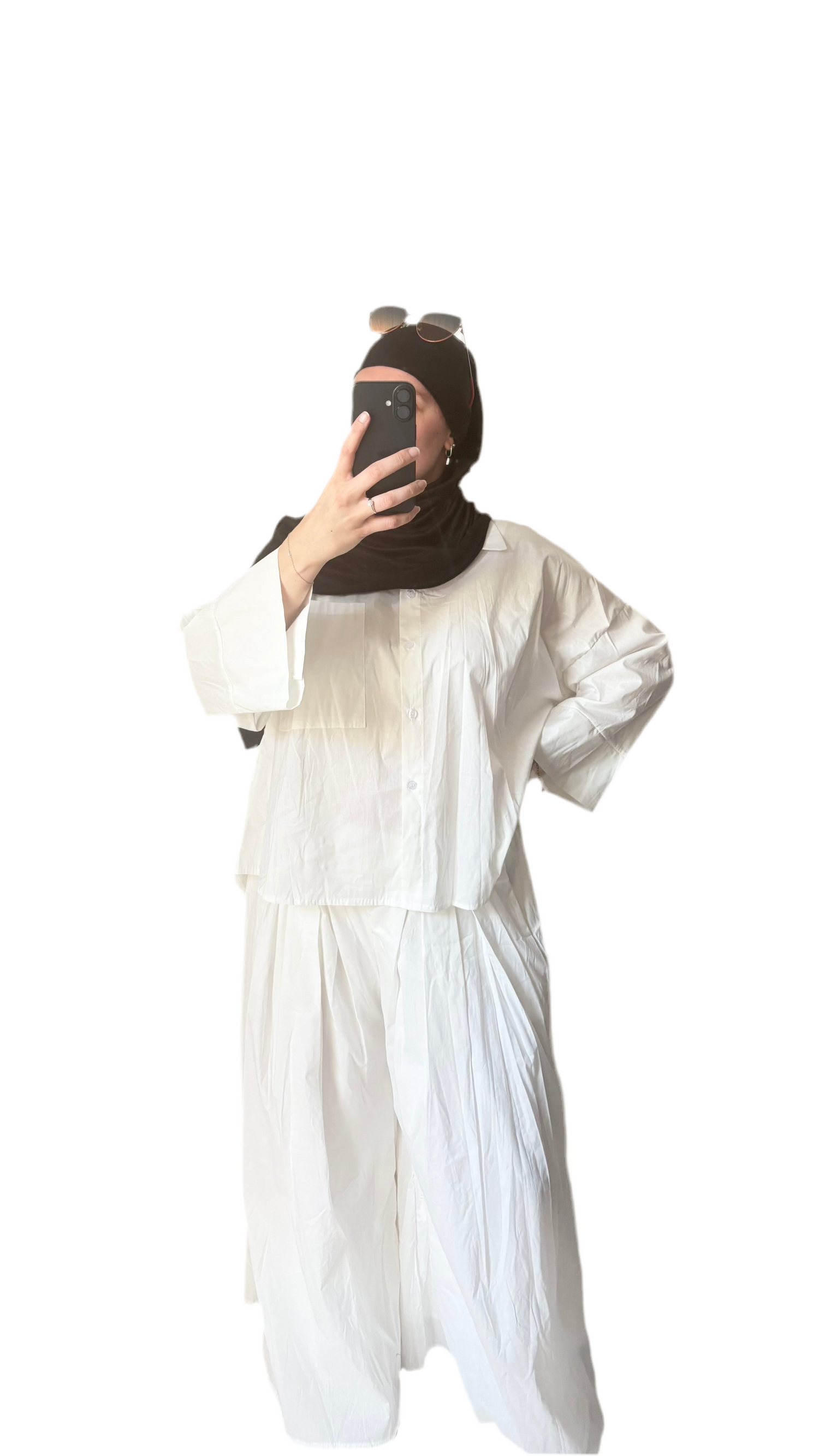 Ensemble pantalon large coton— blanc 🤍