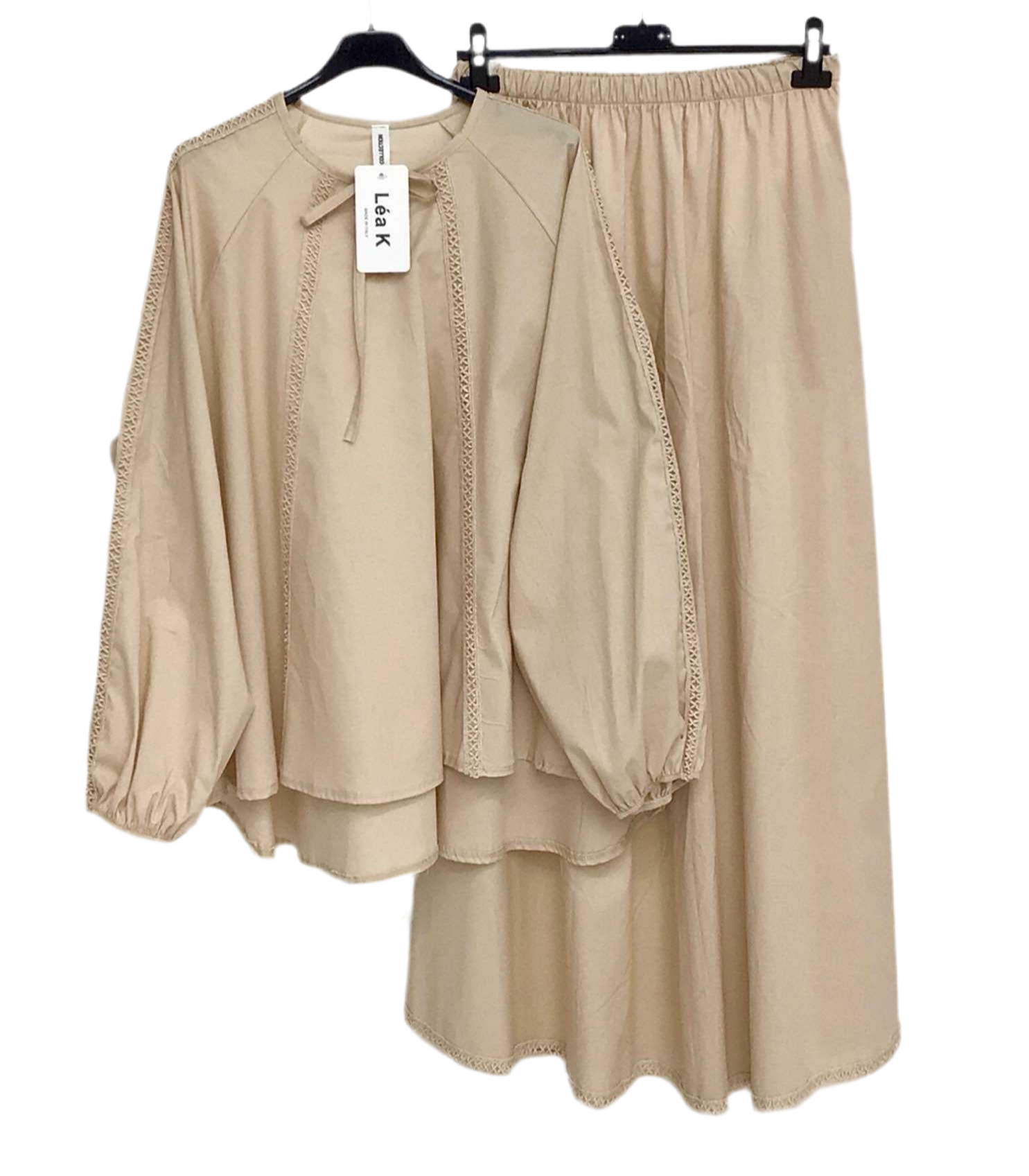 Ensemble jupe coton noué beige 🤎