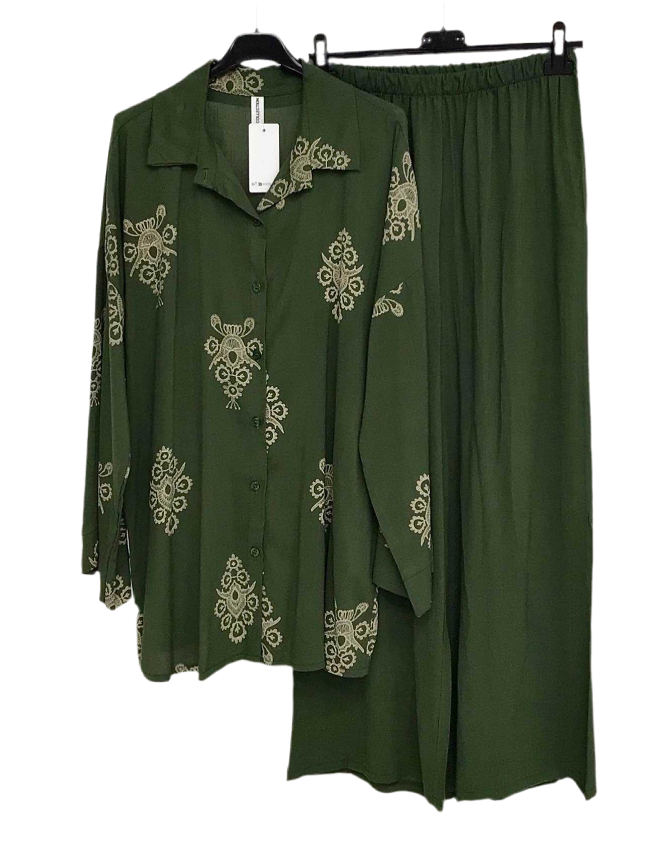 Ensemble Tunique & Pantalon kaki à Motifs Brodés 💚