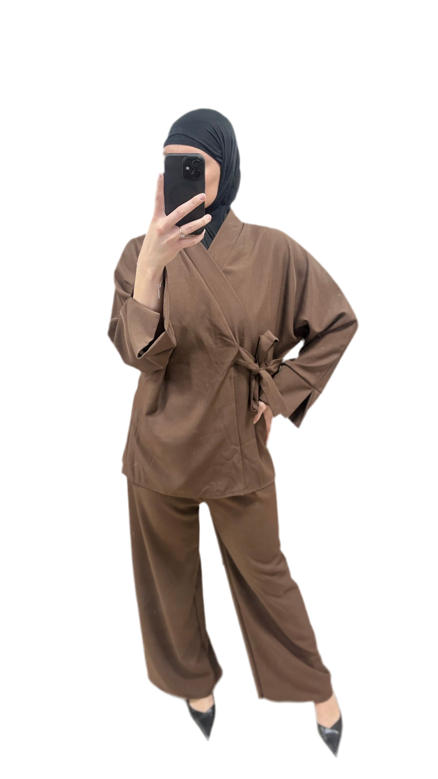 Ensemble Kimono Pantalon — Marron 🤎