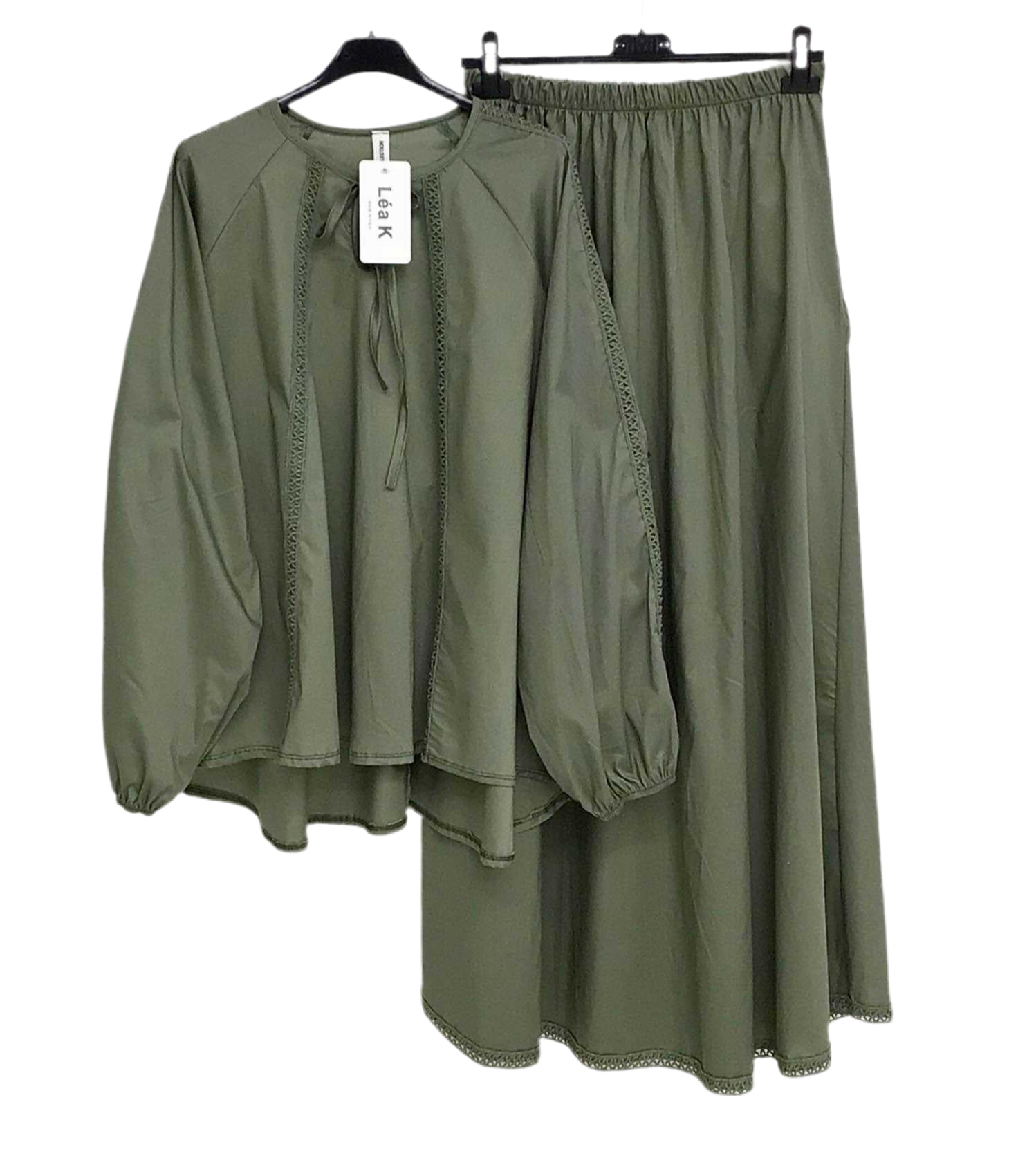 Ensemble jupe coton noué kaki 💚