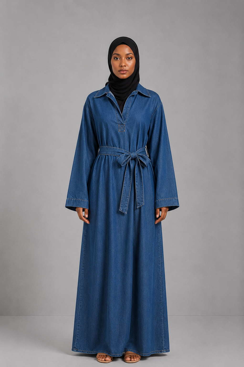 Robe coton effet jean foncé Aïcha