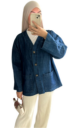 NEW : Veste en Jean Femme Coupe Oversize – Bleu Denim 💙