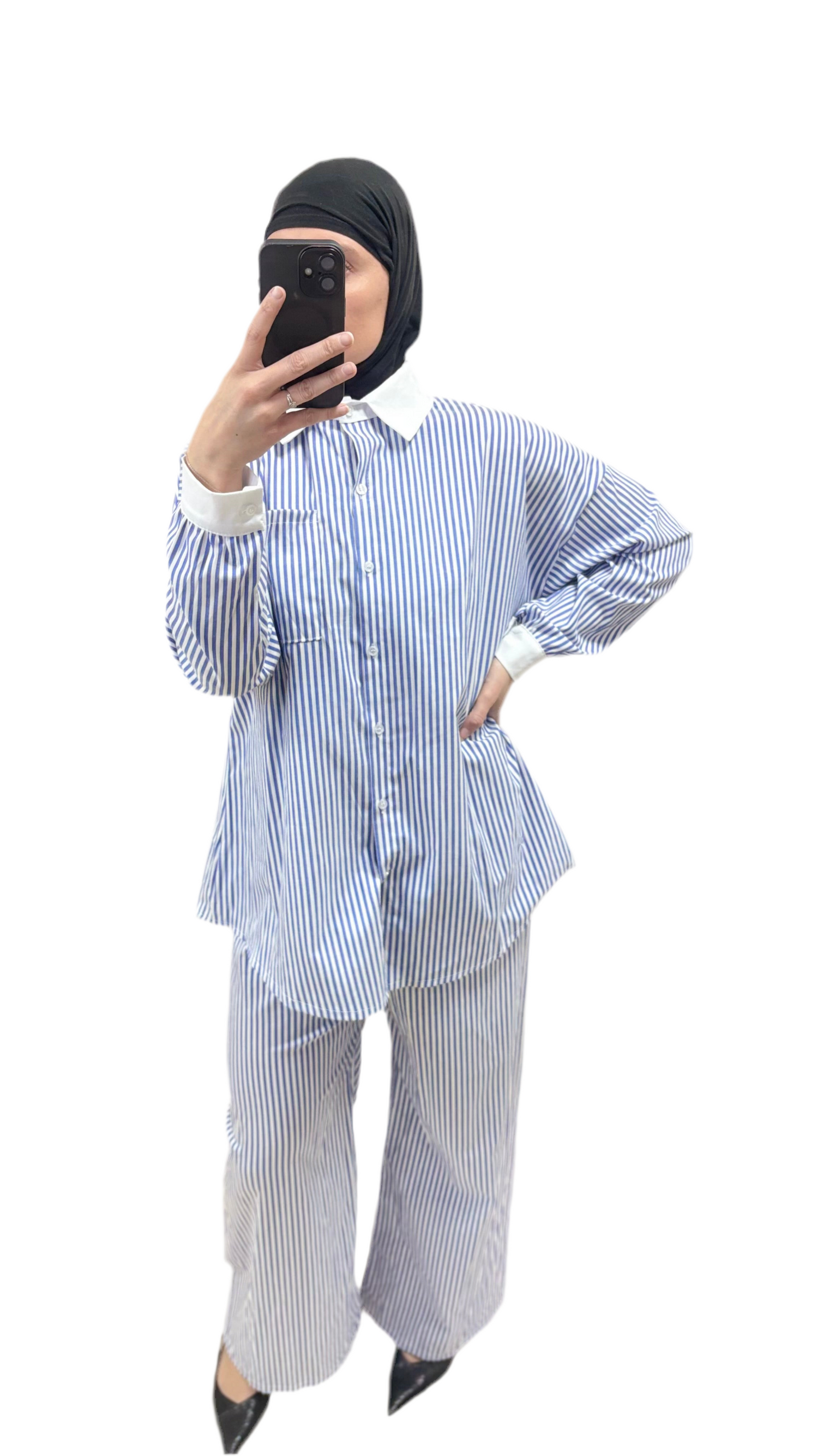 Ensemble rayé — Blanc & Bleu 💙