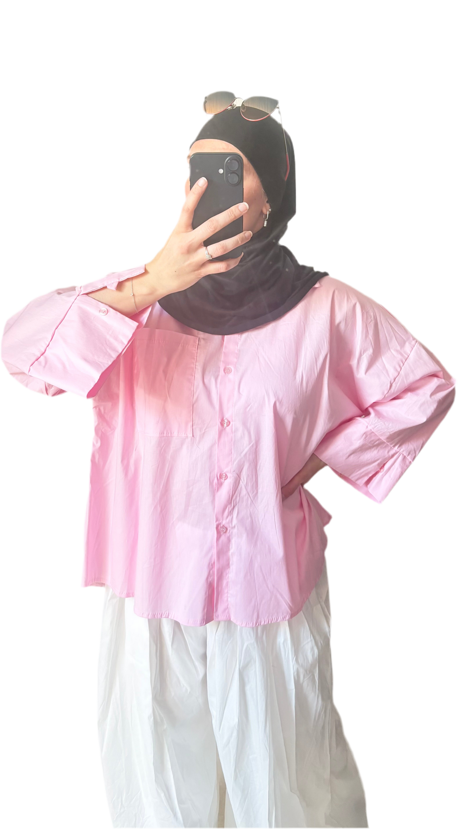 Chemise longue fluide - Rose 🩷