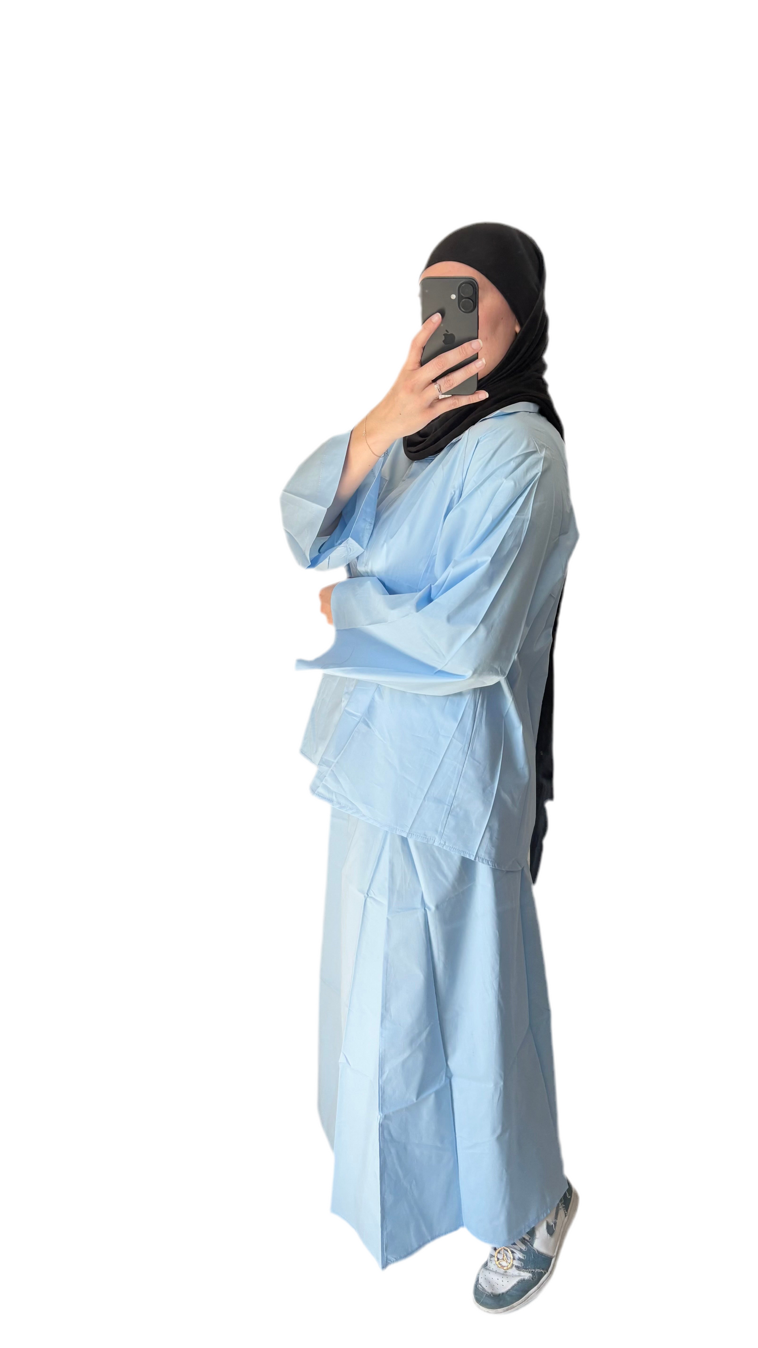 Ensemble jupe & chemise fluide — bleu 💙