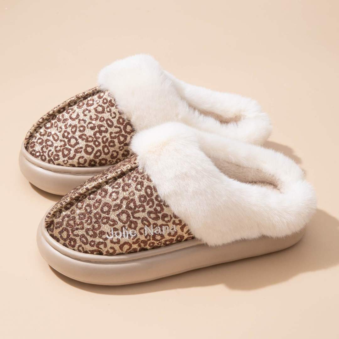 Chaussons paillettes léopard