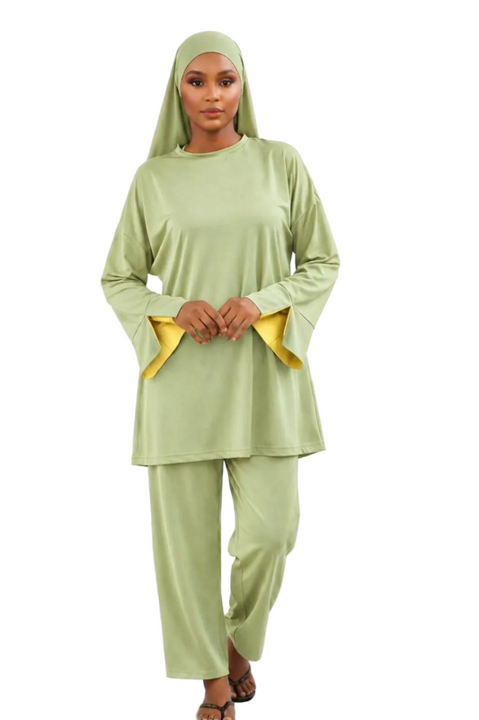 Burkini Amara 3 pièces bicolore vert/jaune