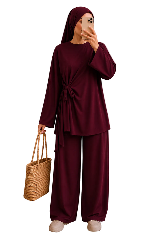 Burkini Santorini 3 pièces Bordeaux