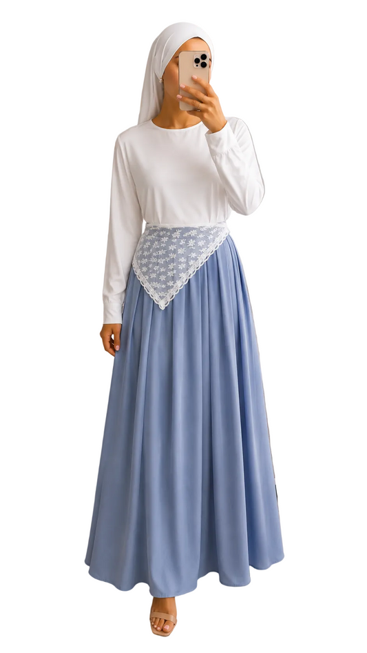 Ensemble jupe coton + foulard dentelle