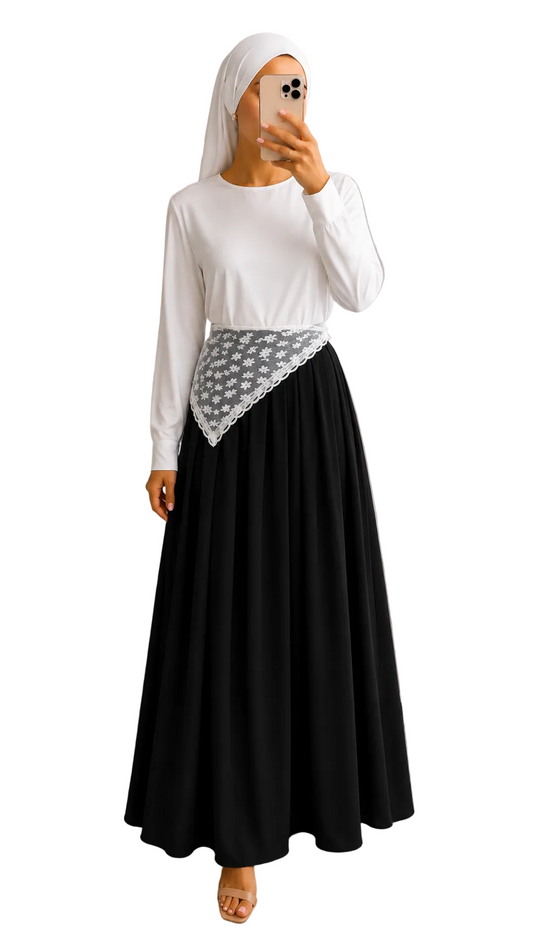 Ensemble jupe coton + foulard dentelle