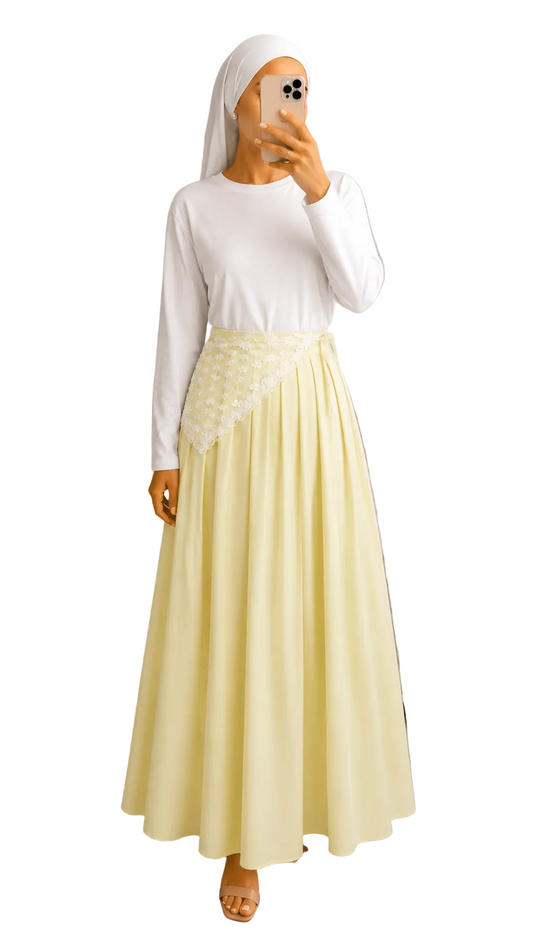 Ensemble jupe coton + foulard dentelle
