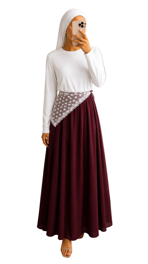 Ensemble jupe coton + foulard dentelle