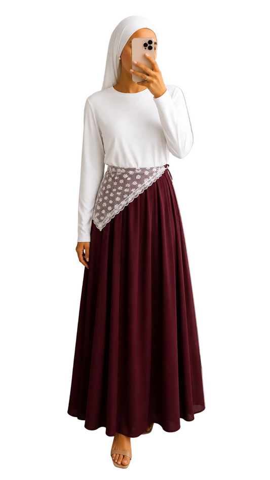 Ensemble jupe coton + foulard dentelle