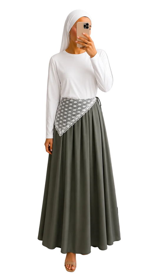 Ensemble jupe coton + foulard dentelle