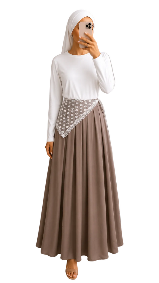 Ensemble jupe coton + foulard dentelle