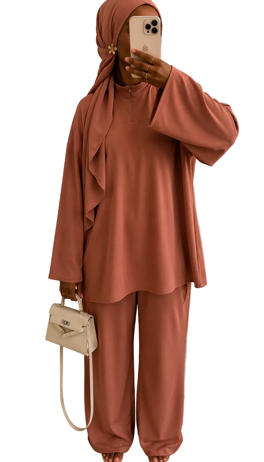 Burkini Aya 3 pièces zip II Terracota